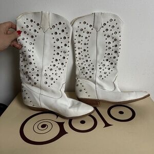 White studded boots